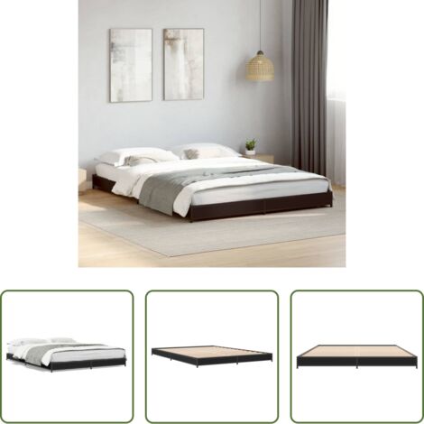 vidaXL Letto in metallo -  Giroletto Nero 135x190 cm in Legno Multistrato e Metallo