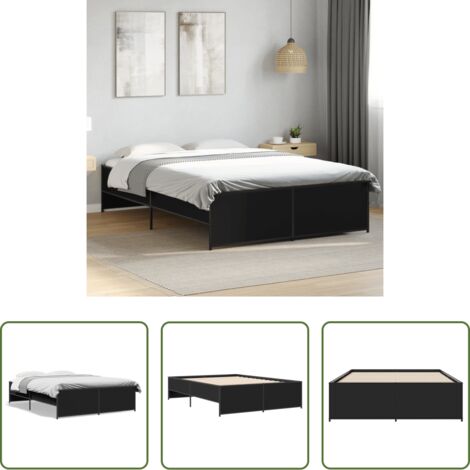 vidaXL Letto in metallo -  Giroletto Nero 140x190 cm in Legno Multistrato e Metallo