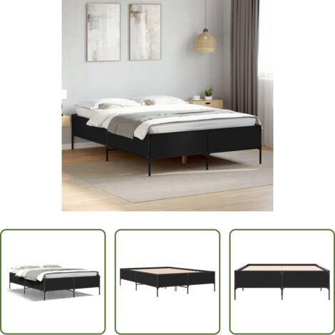vidaXL Letto in metallo -  Giroletto Nero 150x200 cm in Legno Multistrato e Metallo