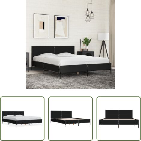 vidaXL Letto in metallo -  Giroletto Nero 160x200 cm in Legno Multistrato e Metallo