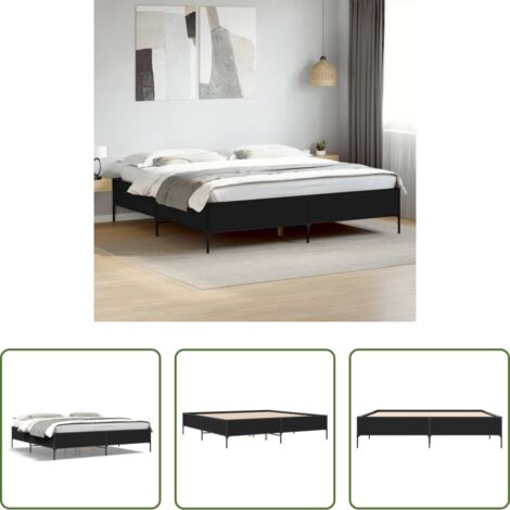 vidaXL Letto in metallo -  Giroletto Nero 180x200 cm in Legno Multistrato e Metallo