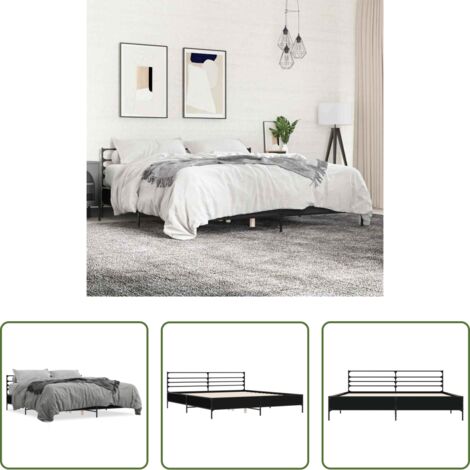 vidaXL Letto in metallo -  Giroletto Nero 200x200 cm in Legno Multistrato e Metallo