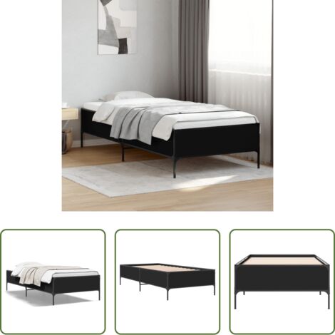 vidaXL Letto in metallo -  Giroletto Nero 75x190 cm in Legno Multistrato e Metallo