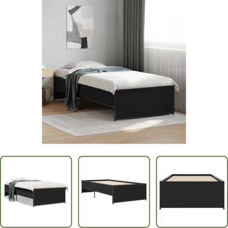 vidaXL Letto in metallo -  Giroletto Nero 75x190 cm in Legno Multistrato e Metallo
