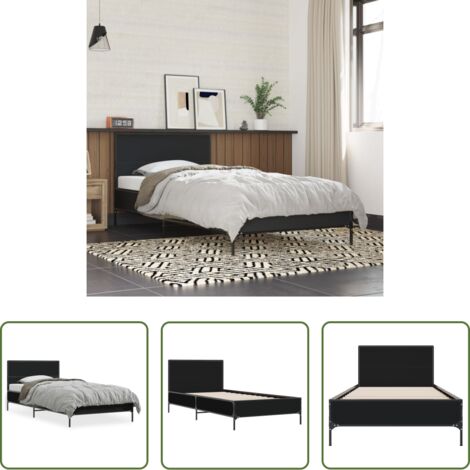 vidaXL Letto in metallo -  Giroletto Nero 75x190 cm in Legno Multistrato e Metallo