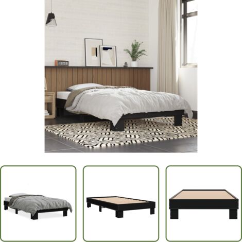 vidaXL Letto in metallo -  Giroletto Nero 90x190 cm in Legno Multistrato e Metallo