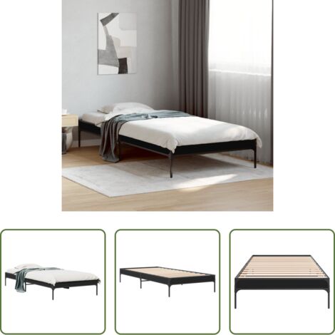 vidaXL Letto in metallo -  Giroletto Nero 90x190 cm in Legno Multistrato e Metallo