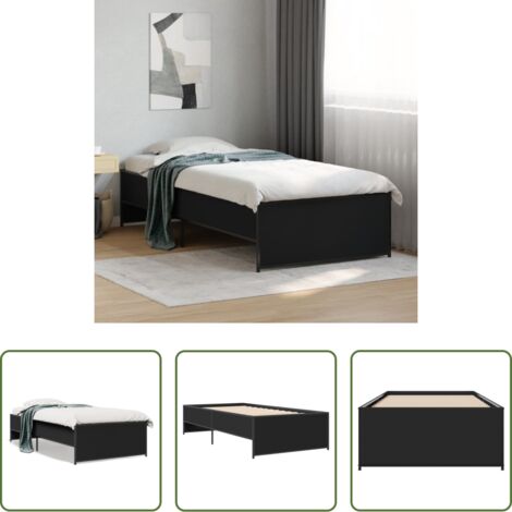 vidaXL Letto in metallo -  Giroletto Nero 90x190 cm in Legno Multistrato e Metallo