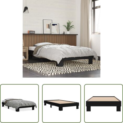 vidaXL Letto in metallo -  Giroletto Nero 90x200 cm in Legno Multistrato e Metallo