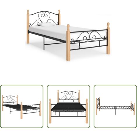 vidaXL Letto in metallo -  Giroletto Nero in Metallo 90x200 cm