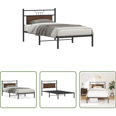 vidaXL Letto in metallo - Giroletto senza Materasso Rovere Marrone 107x203 cm Truciolato