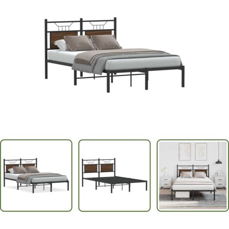vidaXL Letto in metallo -  Giroletto senza Materasso Rovere Marrone 120x200 cm Truciolato