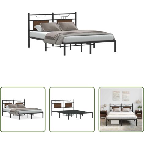 vidaXL Letto in metallo -  Giroletto senza Materasso Rovere Marrone 137x190 cm Truciolato