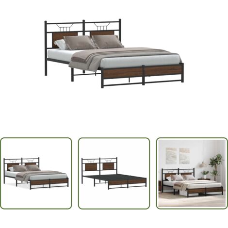 vidaXL Letto in metallo -  Giroletto senza Materasso Rovere Marrone 140x200 cm Truciolato