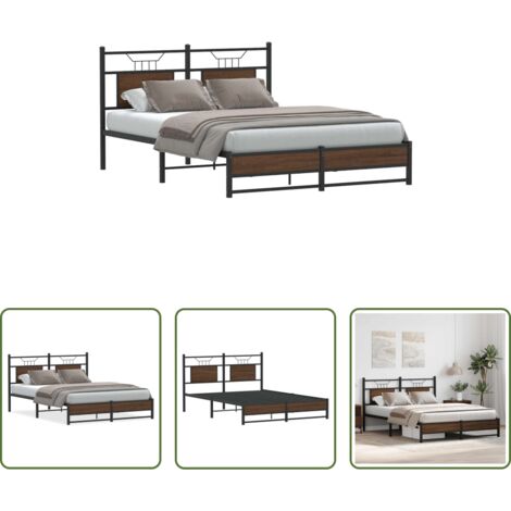 vidaXL Letto in metallo -  Giroletto senza Materasso Rovere Marrone 150x200 cm Truciolato