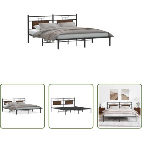 vidaXL Letto in metallo -  Giroletto senza Materasso Rovere Marrone 183x203 cm Truciolato