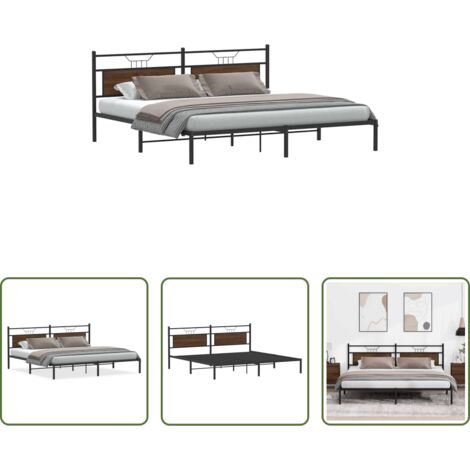 vidaXL Letto in metallo -  Giroletto senza Materasso Rovere Marrone 200x200 cm Truciolato