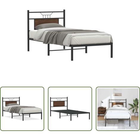 vidaXL Letto in metallo -  Giroletto senza Materasso Rovere Marrone 80x200cm in Truciolato