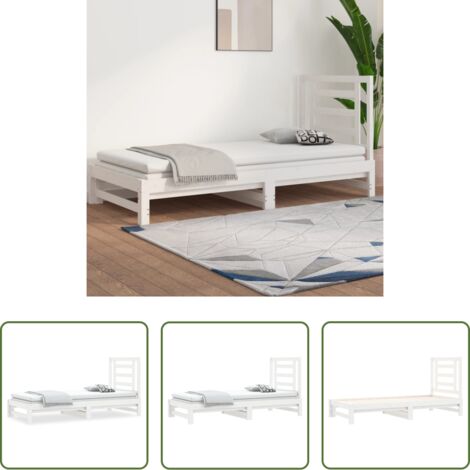 vidaXL Letto in pino -  Dormeuse Estraibile Bianca 2x(90x190) cm Legno Massello di Pino
