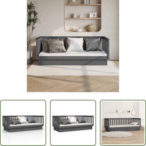 vidaXL Letto in pino -  Dormeuse Grigia 80x200 cm in Legno Massello di Pino