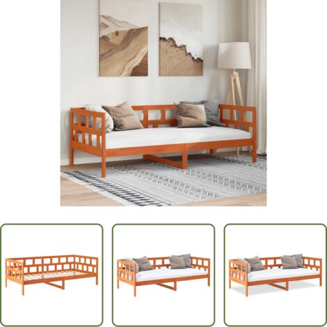 vidaXL Letto in pino -  Dormeuse senza Materasso Marrone Cera 80x200 cm Legno di Pino