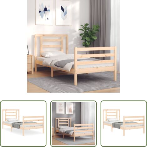vidaXL Letto in pino -  Giroletto con Testiera 90x200 cm in Legno Massello