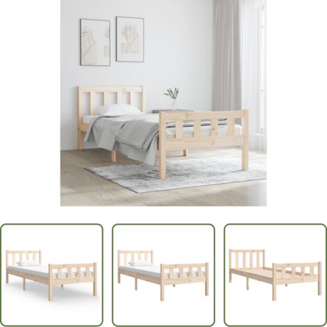 vidaXL Letto in pino -  Giroletto in Legno Massello 90x190 cm Single