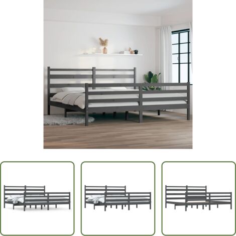 vidaXL Letto in pino -  Giroletto in Legno Massello di Pino 200x200 cm Grigio