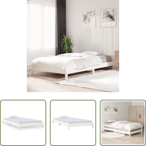 vidaXL Letto in pino -  Letto Impilabile Bianco 100x200cm in Legno Massello di Pino