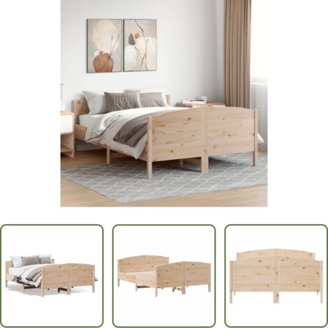 vidaXL Letto in pino -  Letto senza Materasso 120x190 cm in Legno Massello di Pino