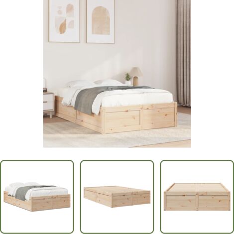 vidaXL Letto in pino -  Letto senza Materasso 135x190 cm in Legno Massello di Pino