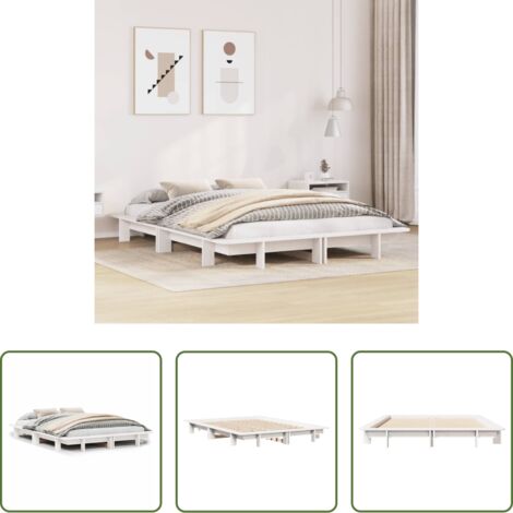 vidaXL Letto in pino -  Letto senza Materasso Bianco 120x190 cm Legno Massello di Pino