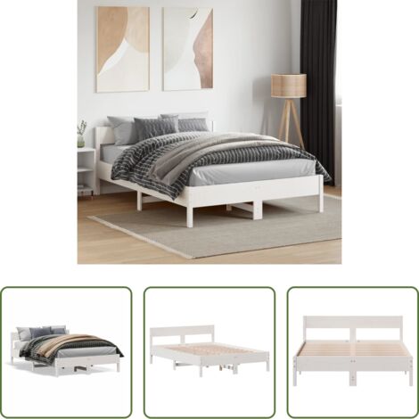 vidaXL Letto in pino -  Letto senza Materasso Bianco 120x190 cm Legno Massello di Pino