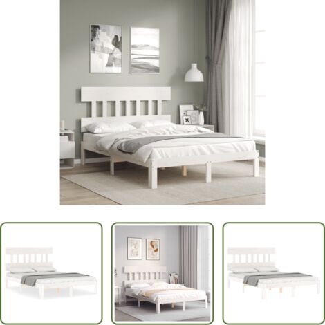 vidaXL Letto in pino -  Letto senza Materasso Bianco 140x190 cm Legno Massello di Pino