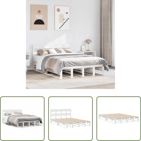 vidaXL Letto in pino -  Letto senza Materasso Bianco 140x190 cm Legno Massello di Pino