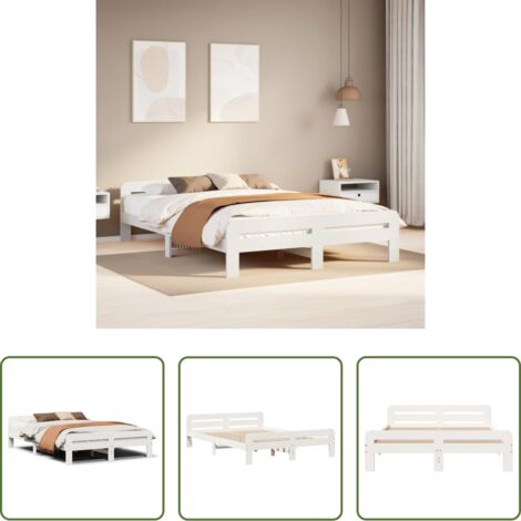 vidaXL Letto in pino -  Letto senza Materasso Bianco 140x190 cm Legno Massello di Pino