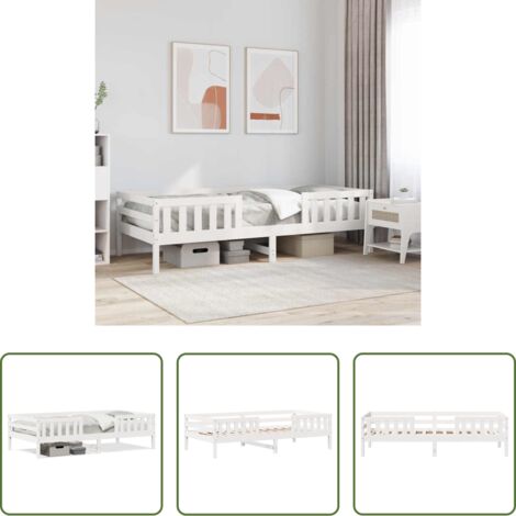 vidaXL Letto in pino -  Letto senza Materasso Bianco 90x190 cm in Legno Massello Pino