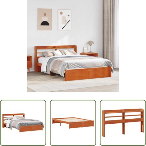 vidaXL Letto in pino massello -  Struttura del letto 2 pcs Marrone cerato Legno di Pino Massello