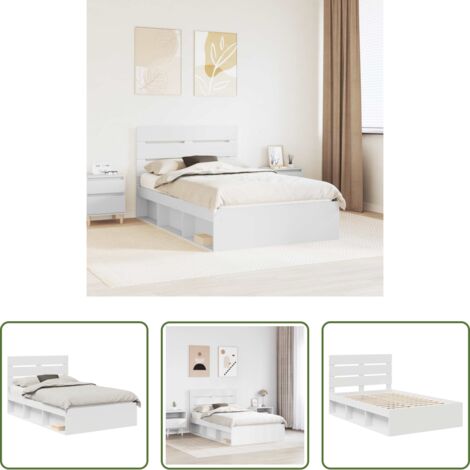 vidaXL Letto in pino massello -  Struttura del letto Bianco 120 x 200 cm Pino massello