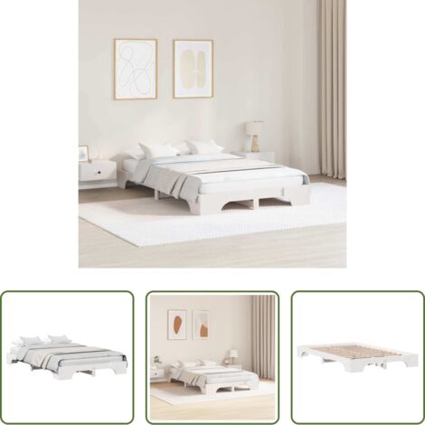 vidaXL Letto in pino massello -  Struttura del letto Bianco 120 x 200 cm Pino massello
