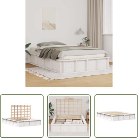 vidaXL Letto in pino massello -  Struttura del letto Bianco 135 x 190 cm Pino massello