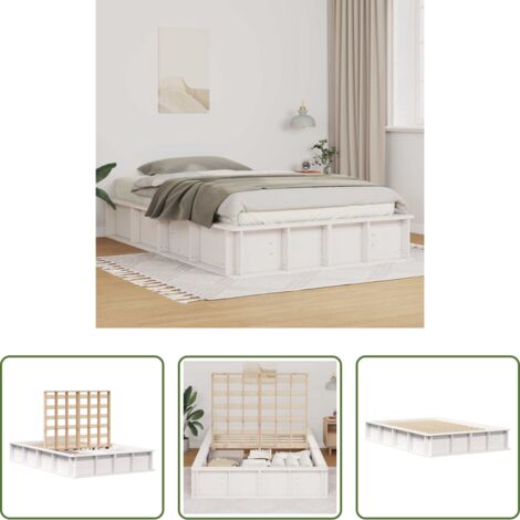 vidaXL Letto in pino massello -  Struttura del letto Bianco 140 x 200 cm Pino massello