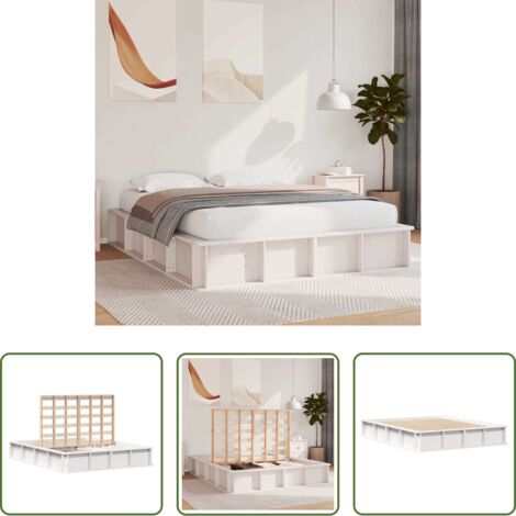 vidaXL Letto in pino massello -  Struttura del letto Bianco 150 x 200 cm Pino massello
