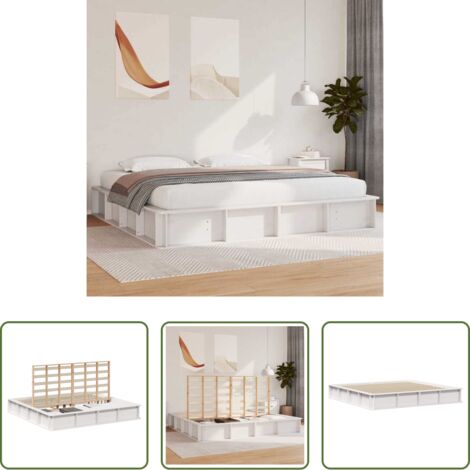vidaXL Letto in pino massello -  Struttura del letto Bianco 200 x 200 cm Pino massello