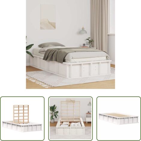 vidaXL Letto in pino massello -  Struttura del letto Bianco 90 x 200 cm Pino massello