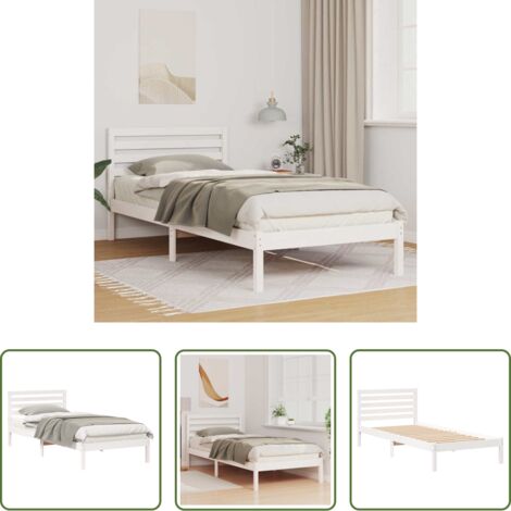 vidaXL Letto in pino massello -  Struttura del letto Bianco 90 x 220 cm Pino massello