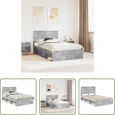 vidaXL Letto in pino massello -  Struttura del letto Grigio Concretè 135 x 190 cm Pino massello