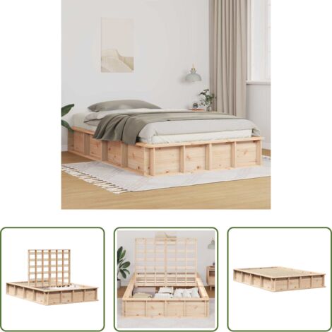 vidaXL Letto in pino massello -  Struttura del letto Marrone 120 x 200 cm Pino massello
