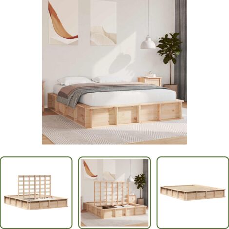 vidaXL Letto in pino massello -  Struttura del letto Marrone 150 x 200 cm Pino massello