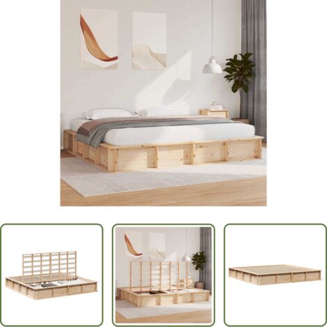 vidaXL Letto in pino massello -  Struttura del letto Marrone 200 x 200 cm Pino massello